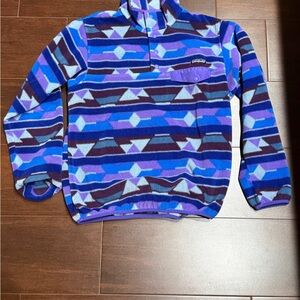 Patagonia Geometric Blue and Purple Sweater/Fleece